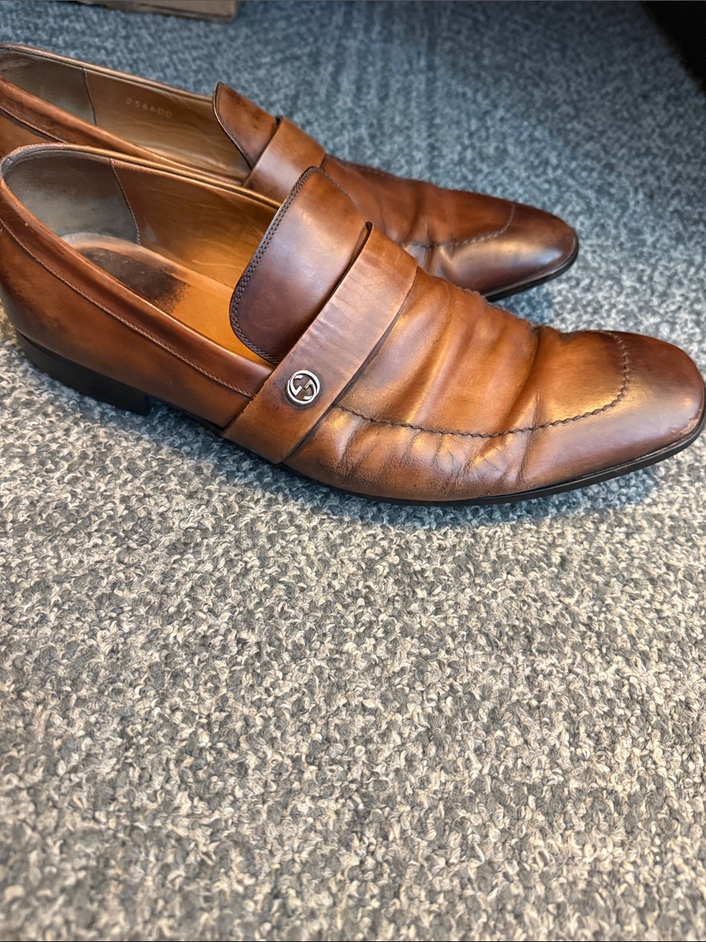 Gucci Brown Leather Loafers with Signature Logo : size 10